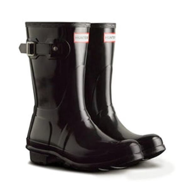Hunter Original Short Black Gloss Waterproof Rain Boots Comfortable Black Size 9 - Picture 1 of 13